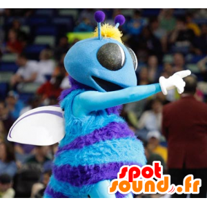 Mascotte de mouche, d'insecte volant bleu et blanc - MASFR20751 - Mascottes Insecte