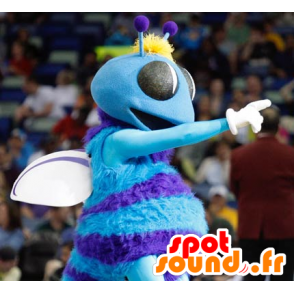 Fly mascot, blue and white flying insect - MASFR20751 - Mascots insect