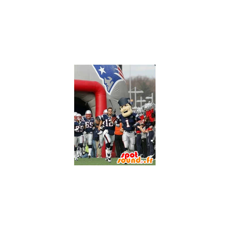 マスコットアメリカのサッカー選手青と白、炎で-MASFR20756-スポーツマスコット マスコットアメリカのサッカー選手青と白、炎で-MASFR20756-スポーツマスコット