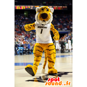 Amarelo mascote do tigre, branco e preto - MASFR20757 - Tiger Mascotes