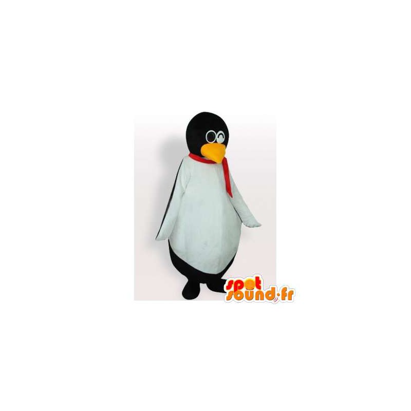 Mascotte de pingouin avec une écharpe et des lunettes - MASFR006429 - Mascottes Pingouin