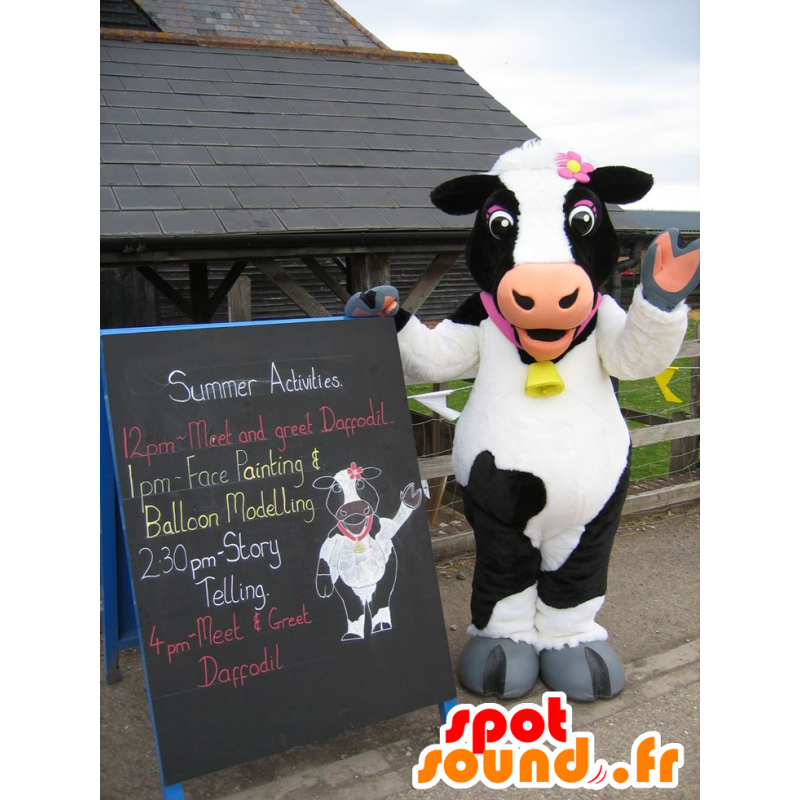 Mascot schwarz-weiße Kuh, sehr kokett - MASFR20760 - Maskottchen Kuh Mascot schwarz-weiße Kuh, sehr kokett - MASFR20760 - Maskottchen Kuh