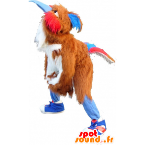Mascot brown bird, white, red and blue - MASFR20763 - Mascot of birds