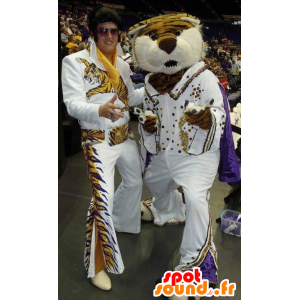 Tiger mascot dressed as Elvis - MASFR20764 - Tiger mascots