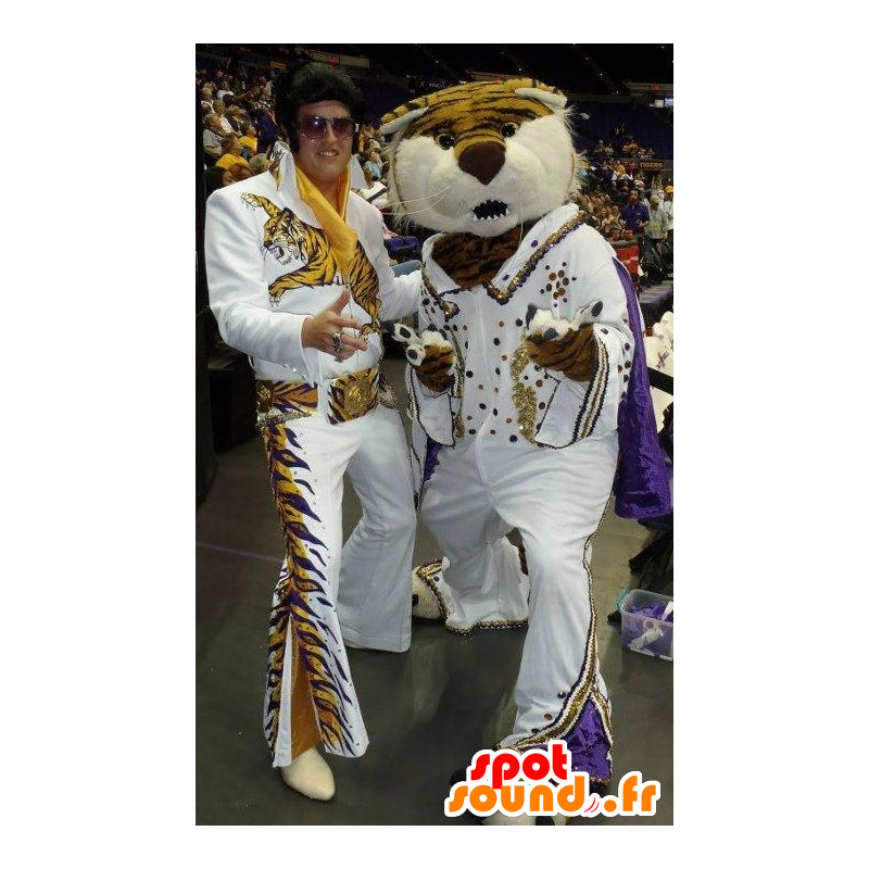 Tiger maskot klädd som Elvis - Spotsound maskot
