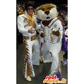 Tiger mascot dressed as Elvis - MASFR20764 - Tiger mascots