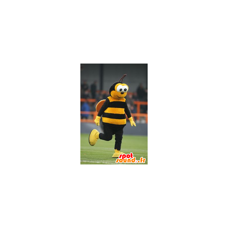 Mascotte d'abeille jaune et noire - MASFR20766 - Mascottes Abeille
