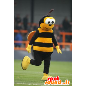 Sort og gult bie Mascot - MASFR20766 - Bee Mascot