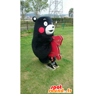 Mascot orso nero e bianco, con le guance rosse - MASFR20767 - Mascotte orso