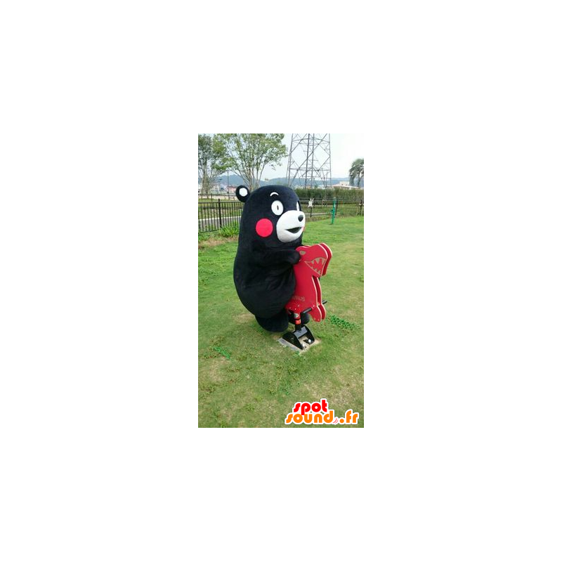 Mascot black and white bear, with red cheeks - MASFR20767 - Bear mascot