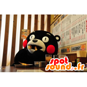 Mascot black and white bear, with red cheeks - MASFR20767 - Bear mascot