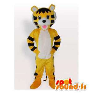 黄色と黒の虎のマスコット。タイガーコスチューム-MASFR006430-タイガーマスコット