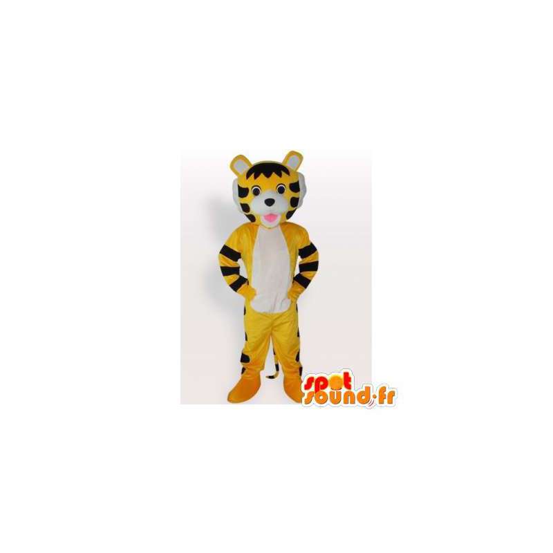 Gul og sort tiger maskot. Tiger kostume - Spotsound maskot