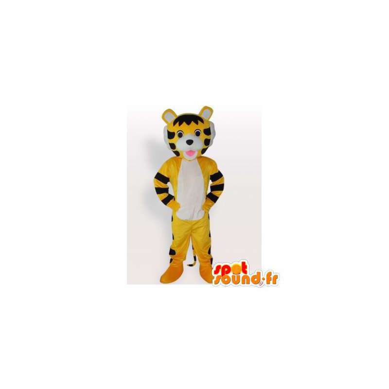 Mascotte de tigre jaune et noir. Costume de tigre - MASFR006430 - Mascottes Tigre