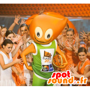 Orange snemand maskot, meget smilende - Spotsound maskot kostume