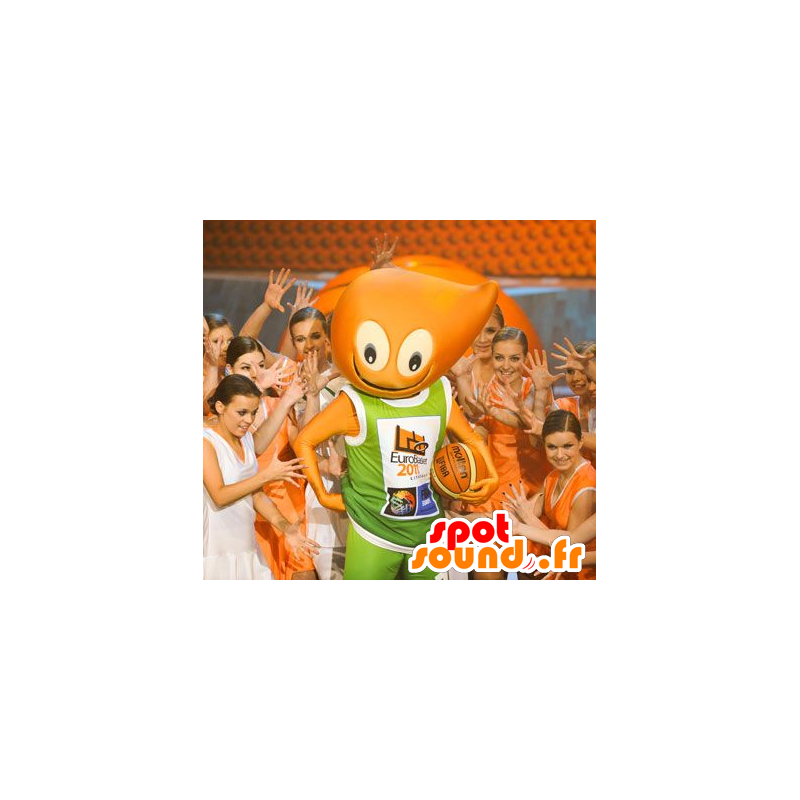 Orange snowman mascot, cheerful - MASFR20784 - Mascots unclassified