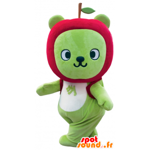 Mascote urso verde com uma cabeça em forma de maçã - MASFR20793 - mascote do urso