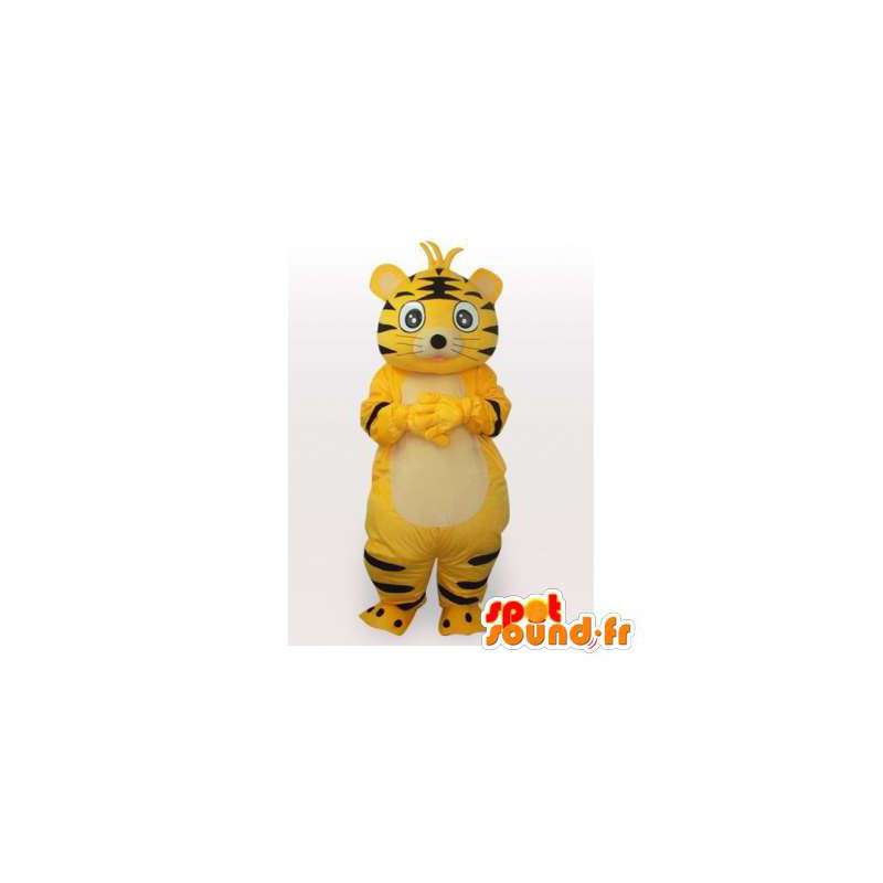 Gul og sort tiger maskot. Tiger kostume - Spotsound maskot