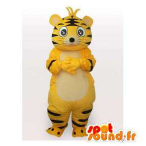 Mascotte de tigre jaune et noir. Costume de tigre - MASFR006431 - Mascottes Tigre