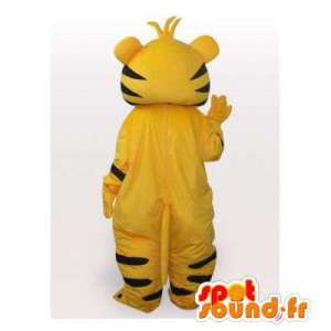 Mascotte de tigre jaune et noir. Costume de tigre - MASFR006431 - Mascottes Tigre