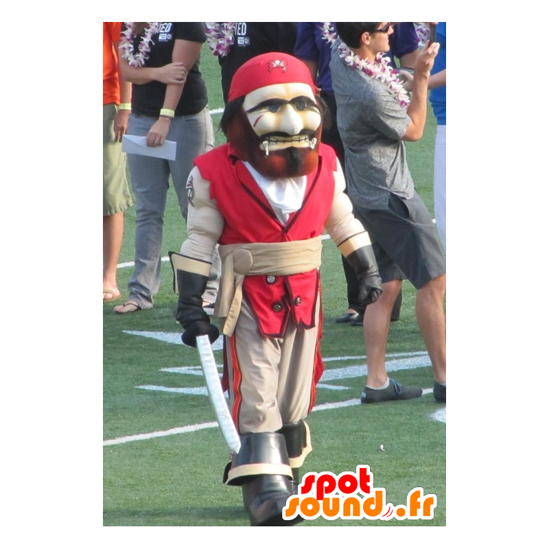 Mascote do pirata, vermelho e bege - MASFR20805 - mascotes piratas