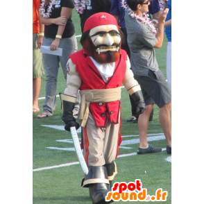 Mascote do pirata, vermelho e bege - MASFR20805 - mascotes piratas