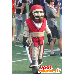 Mascotte de pirate, rouge et beige - MASFR20805 - Mascottes de Pirates