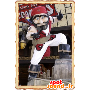 Pirate Mascot tradisjonell hvit og rød drakt - MASFR20816 - Maskoter Pirates