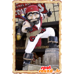 Pirate Mascot perinteinen valkoinen ja punainen asu - MASFR20816 - Mascottes de Pirates