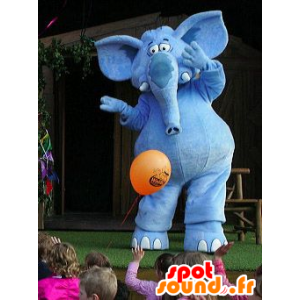 Blå elefant maskot, kæmpe - Spotsound maskot kostume