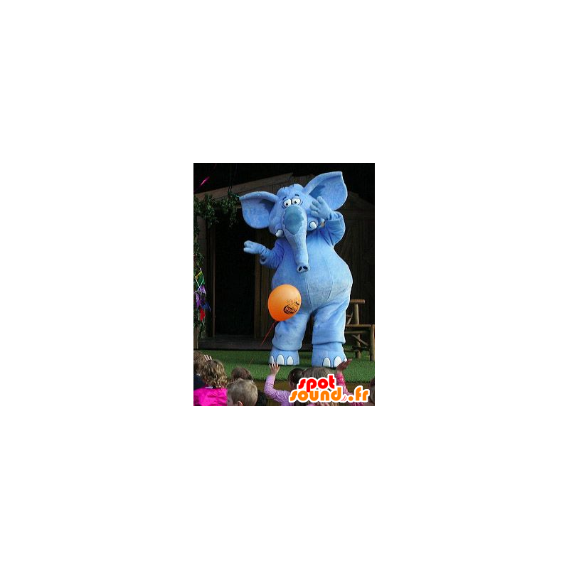 Mascot blauwe olifant, reuze - MASFR20819 - Elephant Mascot