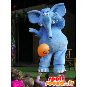 Mascotte d'éléphant bleu, géant - MASFR20819 - Mascottes Elephant