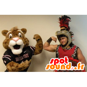 Brązowy i biały tygrys maskotka w sportowej - MASFR20824 - Maskotki Tiger