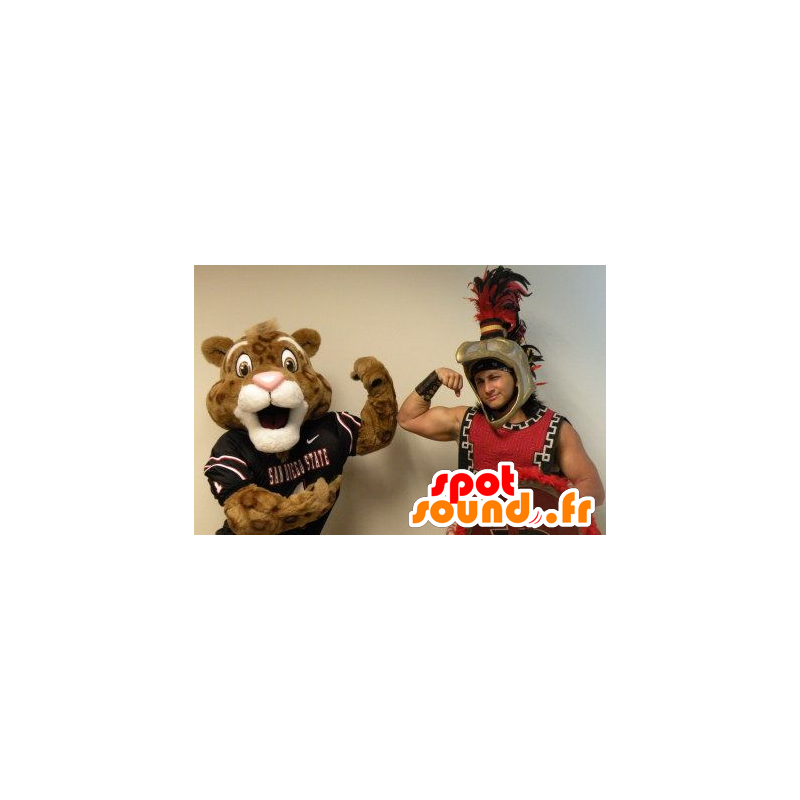 Bruine en witte tijger mascotte in sportkleding - MASFR20824 - Tiger Mascottes Bruine en witte tijger mascotte in sportkleding - MASFR20824 - Tiger Mascottes