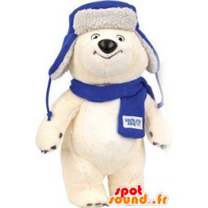Isbjørnemaskot med tørklæde og hat - Spotsound maskot kostume