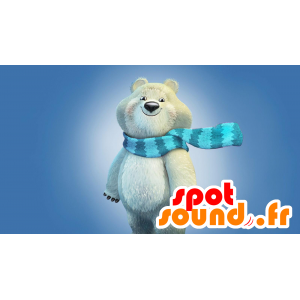 Mascot Urso polar com um lenço e um chapéu - MASFR20828 - mascote do urso