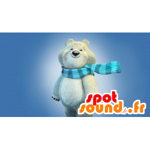 Polar Bear Mascot met een sjaal en een hoed - MASFR20828 - Bear Mascot