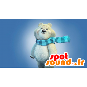 Polar Bear Mascot with a scarf and hat - MASFR20828 - Bear mascot