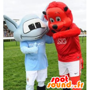 2 pets: a red bear and a red imp - MASFR20834 - Bear mascot