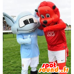 2 lemmikit: punainen karhu ja punainen paholainen - MASFR20834 - Bear Mascot