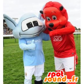 2 pets: a red bear and a red imp - MASFR20834 - Bear mascot