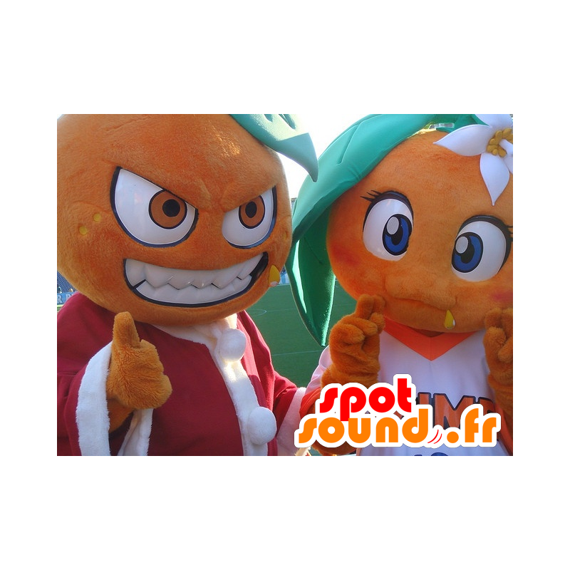 2 giant oranges mascots - MASFR20835 - Fruit mascot