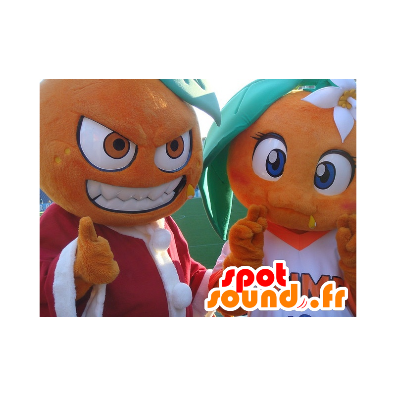 2 gigantiske appelsiner maskoter - MASFR20835 - frukt Mascot