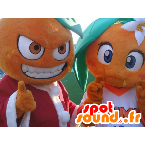 2 laranjas mascotes gigantes - MASFR20835 - frutas Mascot