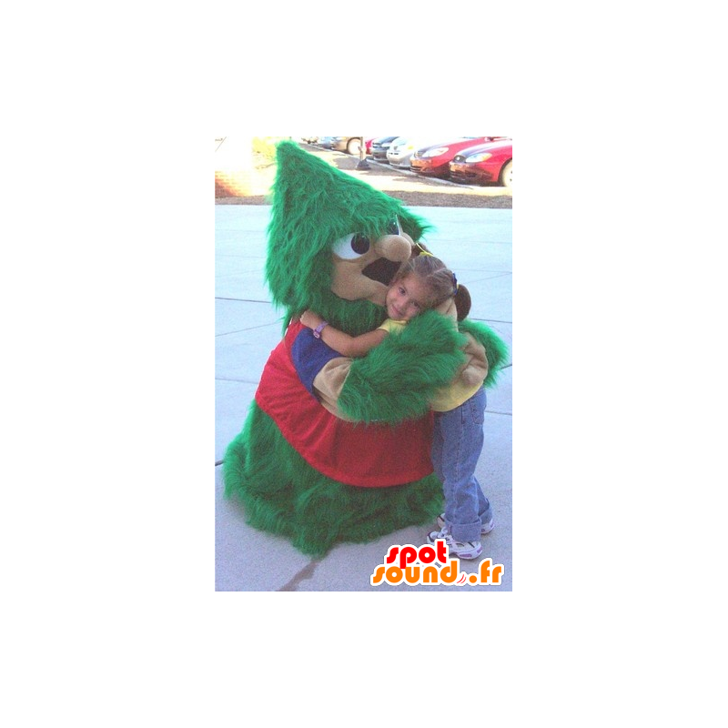 Christmas tree mascot, green and red, hairy all - MASFR20837 - Christmas mascots