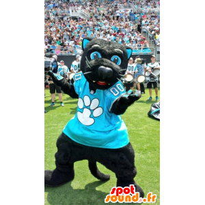 Gato grande, preto e mascote azul - MASFR20839 - Mascotes gato