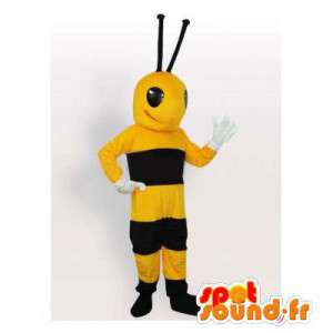 Maskotti keltainen ja musta mehiläinen. ampiainen puku - MASFR006434 - Bee Mascot