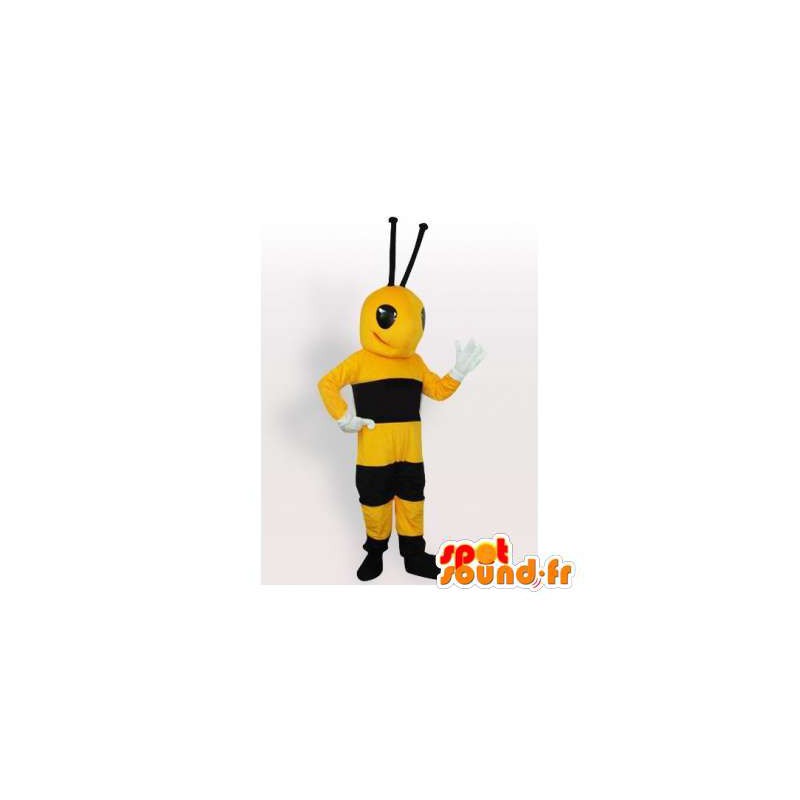 Maskotti keltainen ja musta mehiläinen. ampiainen puku - MASFR006434 - Bee Mascot
