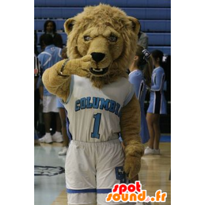 Brown lion mascot in sportswear - MASFR20848 - Lion mascots