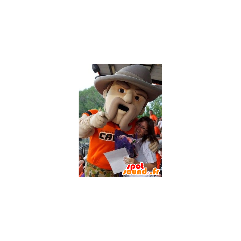 Mascotte de garde forestier avec un grand chapeau - MASFR20849 - Mascottes Humaines